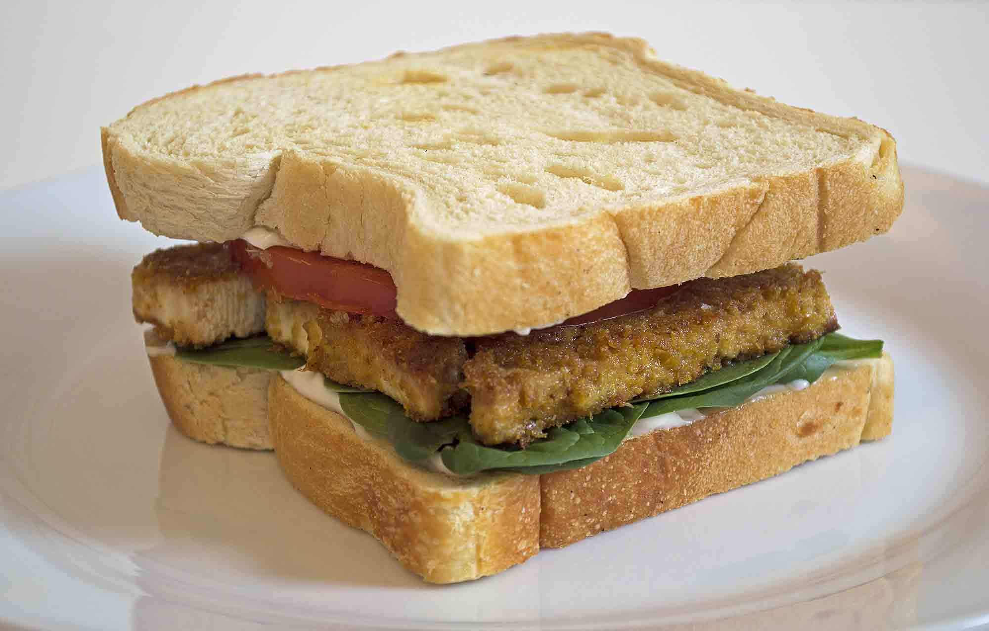 Fried Tofu Vegan Breakfast Sandwich