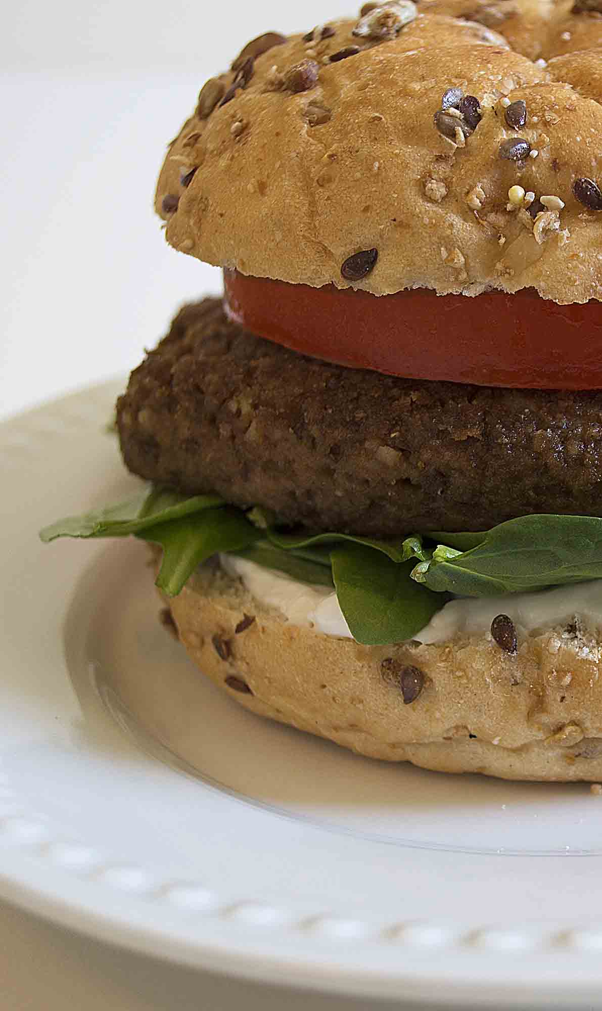 Easy Lentil Burgers close up