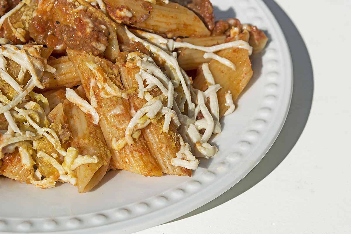 Taco Vegan Pasta Bake Plated